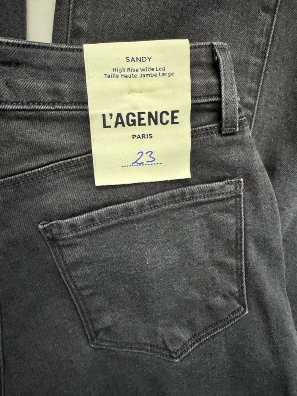 L’Agence Sandy Wide Leg High Rise Jeans Washed Black Denim Pants womens size 23 - Picture 7 of 9